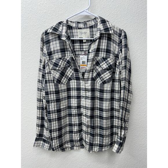 Jessica Simpson Flannel Plaid Button Up Shirt. Size Small. NWT - Picture 1 of 10